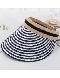 Fashion Navy Striped Straw Empty Top Hat
