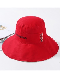 Fashion Red Cotton Cloth Embroidery Letter Double-sided Basin Cap