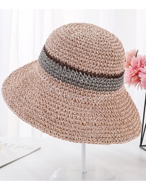Fashion Pink Hand Hook Color Matching Straw Hat