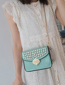 Fashion Green Pearl-locked Shoulder-slung Crossbody Bag