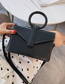 Fashion Black Contrast Color Stitching Ring Shoulder Bag Shoulder Bag