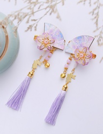 Fashion Light Purple Fan Flower Tassel Hair Clip 1 Pair