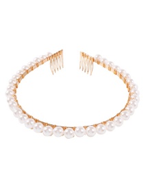 Fashion Gold Alloy String Pearl Winding Headband Hair Comb