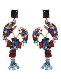 Fashion Color Alloy Diamond Lobster Stud Earrings