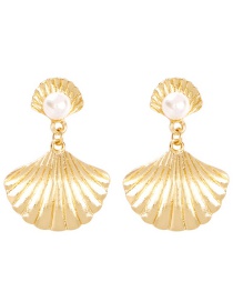 Fashion Golden Shell Alloy Hollow Relief Earrings