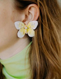 Fashion Gold Alloy Drop Oil Butterfly Stud Earrings