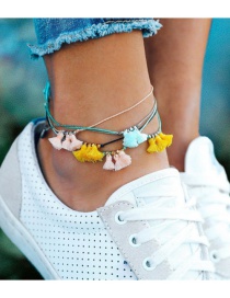 Fashion Color Braided Color Cord Tassel Multi-layered Anklet