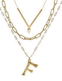 Fashion F Gold Letter Natural Pearl Multi-layer Necklace