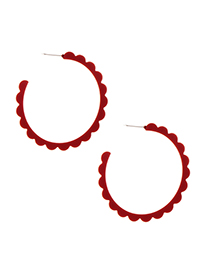 Fashion Red Wine Alloy Round Earrings