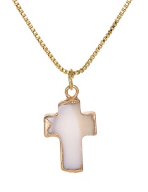 Fashion Gold Copper Shell Cross Necklace