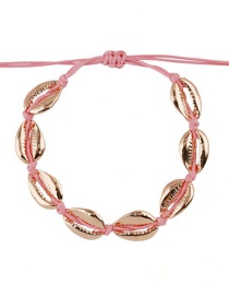 Fashion Powder Line + Small Rose Gold Alloy Shell Weave Bracelet