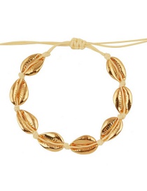 Fashion Small Khaki Line + Gold Alloy Shell Weave Bracelet