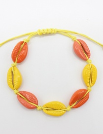 Fashion Yellow + Orange Alloy Woven Shell Bracelet