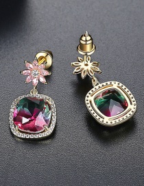 Fashion Color Square Flower Earrings