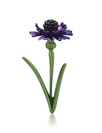 Fashion Purple Drop Of Oil Cornflower Brooch