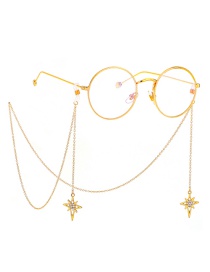 Fashion Gold Non-slip Metal Cross Star Glasses Chain