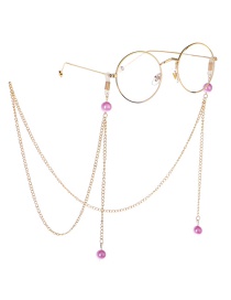 Fashion Purple Metal Round Large Frame Pearl Chain Glasses Chain