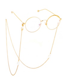 Fashion Gold Large And Bright Pearl Glasses Chain