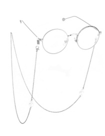 Fashion Silver Large And Bright Pearl Glasses Chain