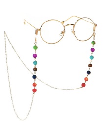 Fashion Gold Natural Stone Colorful Beads 8mm Glasses Chain