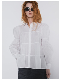 Fashion White Pleated Stitching Shirt