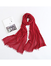 Fashion Red Solid Color Silk Scarf Shawl Sunscreen