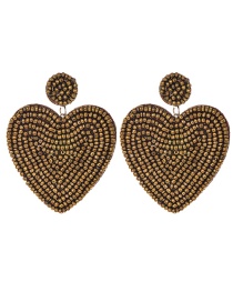 Fashion Gold Felt Cloth Rice Beads Love Earrings