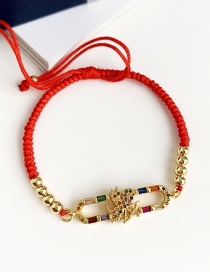 Fashion Red Copper Inlaid Zircon Braided String Beaded Angel Bracelet