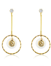 Fashion Real Gold Alloy Shell Rhinestone Round Earrings