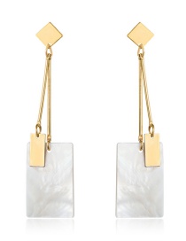 Fashion Real Gold Alloy Shell Square Earrings
