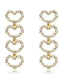 Fashion Real Gold Alloy Rhinestone Love Earrings