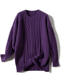 Fashion Purple Hollow Twist Sweater