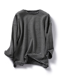 Fashion Black Striped Pullover