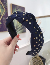 Fashion Navy Hot Drilling Stars Knotted Wide-brimmed Headband