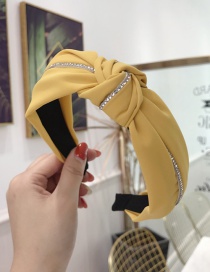 Fashion Yellow Diamond-studded Knotted Wide-brimmed Headband