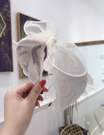 Fashion White Feather Mesh Bow Wide-brimmed Headband