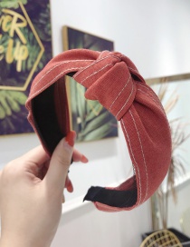 Fashion Red Denim Fabric Double Bright Line Stripe Knotted Wide-brimmed Headband