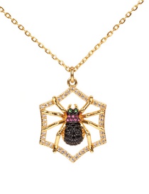 Fashion Gold Spider Micro-drilled Zircon Necklace