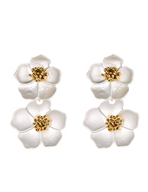 Fashion Silver Alloy Double-layer Flower Earrings