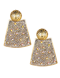 Fashion Drill Alloy Pearl-studded Geometric Earrings