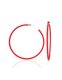 Fashion Red  Silver Needle Large Hoop Earrings