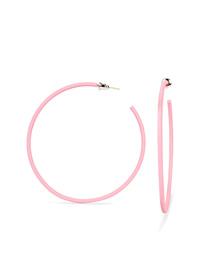 Fashion Pink  Silver Needle Large Hoop Earrings