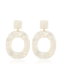 Fashion White Acrylic Geometric Oval Earrings