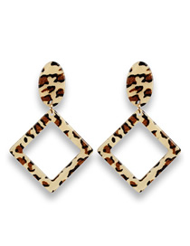 Fashion Leopard Square Acrylic Stud Earrings