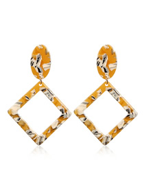 Fashion Yellow + White Square Acrylic Stud Earrings