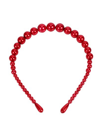 Fashion Red Imitation Pearl Beaded Headband