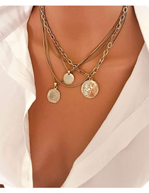 Fashion White K Gold Coin Portrait Multi-layer Necklace Five-piece Suit