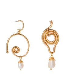 Fashion Gold Geometric Natural Freshwater Pearl Earrings