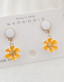 Fashion Yellow Flower  Silver Flower Earrings