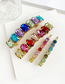 Fashion Color Alloy Diamond Color Hairpin Set